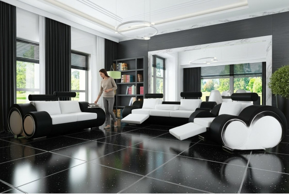 Sofa set + USB upholstery 3+2+1 sofa suite designer lounge relax upholstery set