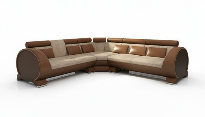 Corner sofa VIGO Sofa + USB Corner set Leather sofa Leather Textile Fabric LT01 Corner couch