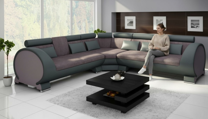 Corner sofa VIGO "LT01" corner couch + USB, sofa corner set leather sofa leather textile fabric
