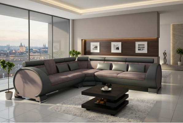 Corner sofa VIGO "LT01" corner couch + USB, sofa corner set leather sofa leather textile fabric
