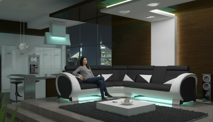 CORNER SOFA LEATHER SOFA LEATHER SET CORNER COUCH DESIGN SOFA with USB LEATHER COUCH