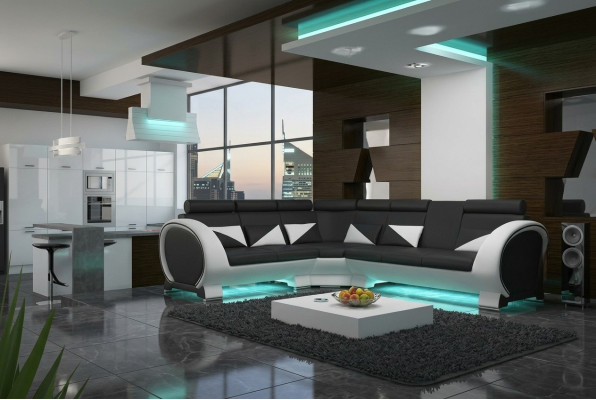 CORNER SOFA LEATHER SOFA LEATHER SET CORNER COUCH DESIGN SOFA with USB LEATHER COUCH
