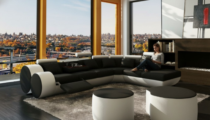 Ledersifa Sofa Leather Couch USB Suite XXL Living Landscape Corner Sofa Custom-Made