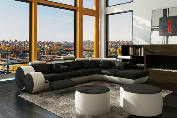 Ledersifa Sofa Leather Couch USB Suite XXL Living Landscape Corner Sofa Custom-Made