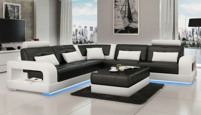 Leather sofa, sofa corner couch, USB sofa set, design couch living landscape, made to measure.