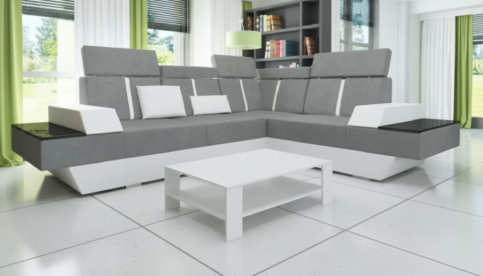 Designer corner sofa living landscape sofa with USB couch fabric textile leather patented