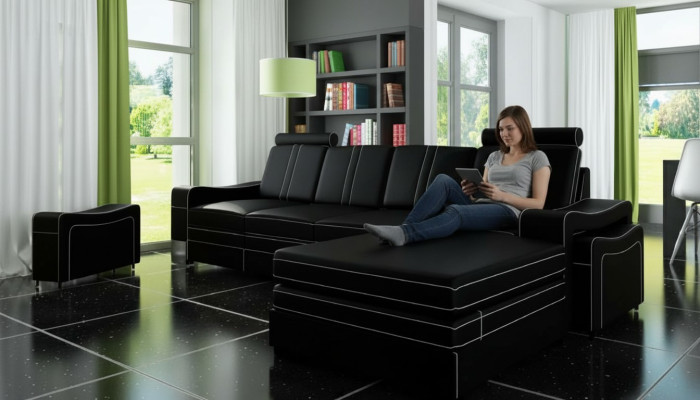 LEATHER SOFA USB LEATHER CORNER SOFA LIVING AREA CORNER SOFA SUITE CUSTOM MADE