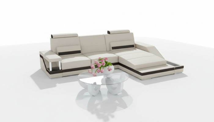 Corner sofa living landscape sofa USB corner suite leather textile fabric custom-made.