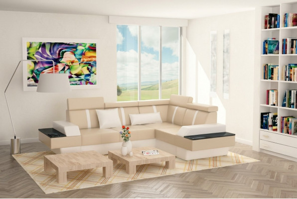 Designer living room corner couch new couch sofa upholstered leather sofa + USB, suite.