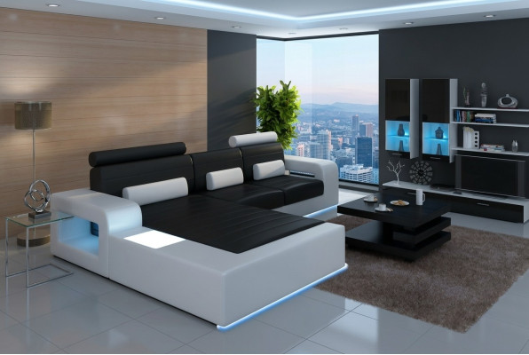 LEATHER CORNER SOFA SET with USB, CUSTOM-MADE LEATHER COUCH SOFA SET CORNER SOFA