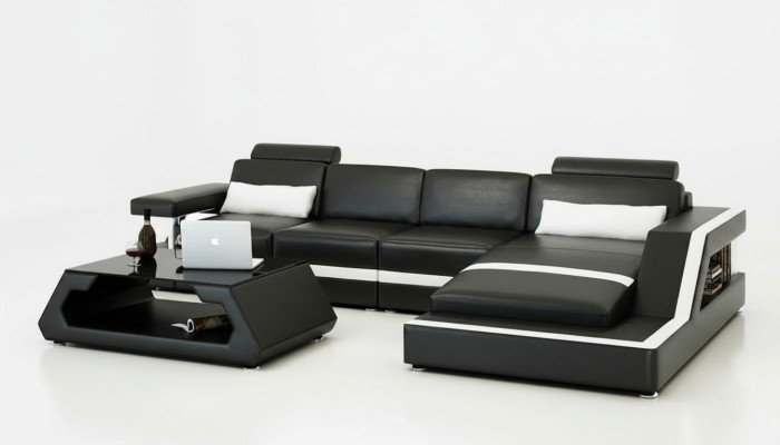 LEATHER SOFA XXL LIVING AREA SUITE USB LEATHER CORNER SOFA Custom-made HH4