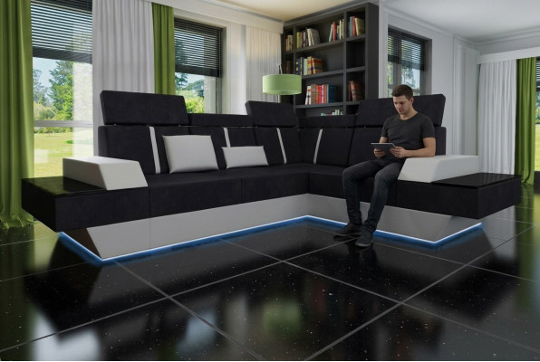 Design living room landscape sofa, corner sofa, USB fabric, textile leather, custom-made corner sofa