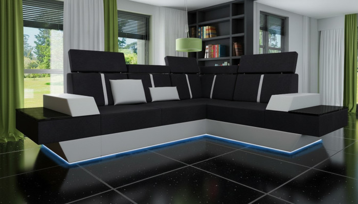 Design living room landscape sofa, corner sofa, USB fabric, textile leather, custom-made corner sofa