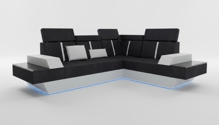 Design living room landscape sofa, corner sofa, USB fabric, textile leather, custom-made corner sofa