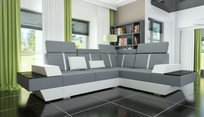 Design leather sofa USB living landscape upholstered sofa corner sofa corner couch custom-made