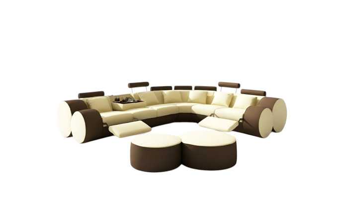 Designer leather sofa with USB, leather couch, corner sofa, living landscape, custom-made