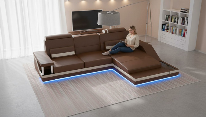 Corner sofa living area sofa +USB corner suite leather textile fabric custom-made