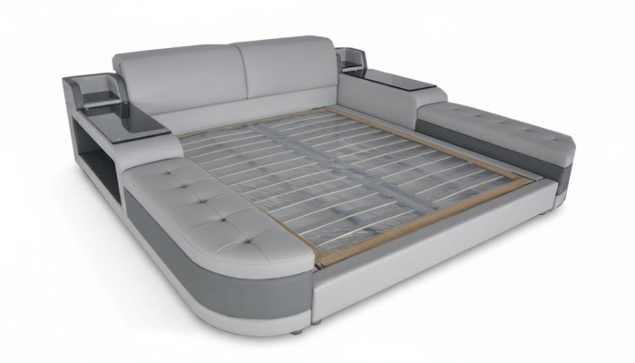 Luxury Design Bed + USB Upholstery Hotel Modern Beds Leather 140/160/180/200