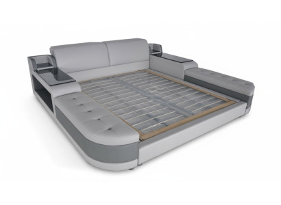 Luxury Design Bed + USB Upholstery Hotel Modern Beds Leather 140/160/180/200