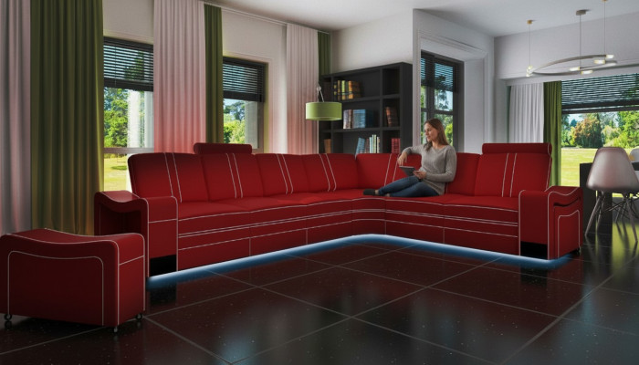 LEATHER SOFA XXL LIVING AREA SET LEATHER CORNER COUCH SET with USB UPHOLSTERY