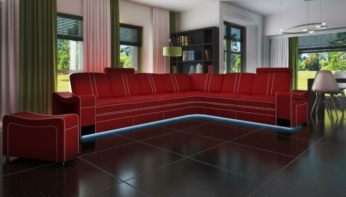 LEATHER SOFA XXL LIVING AREA SET LEATHER CORNER COUCH SET with USB UPHOLSTERY