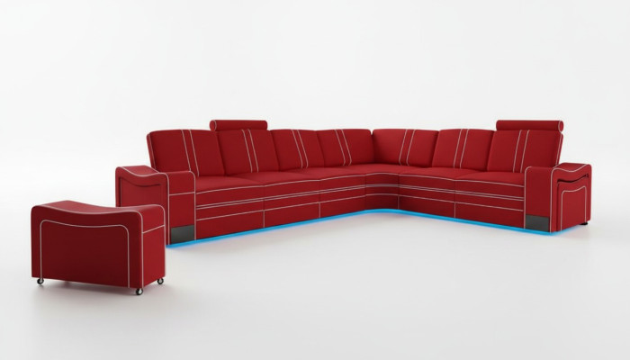 LEATHER SOFA XXL LIVING AREA SET LEATHER CORNER COUCH SET with USB UPHOLSTERY