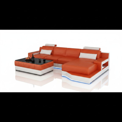 Leather sofa, sofa with USB, living landscape, bed function, new sectional sofa, new custom-made