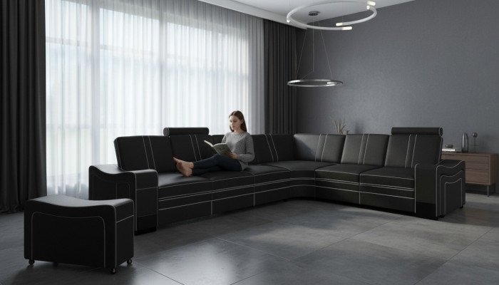 LEATHER CORNER SOFA SUITE Custom-Made USB LEATHER SOFA XXL LIVING AREA New