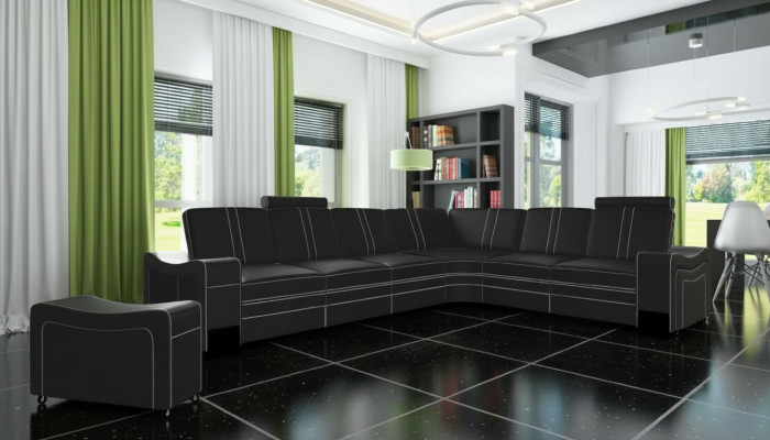 LEATHER CORNER SOFA SUITE Custom-Made USB LEATHER SOFA XXL LIVING AREA New