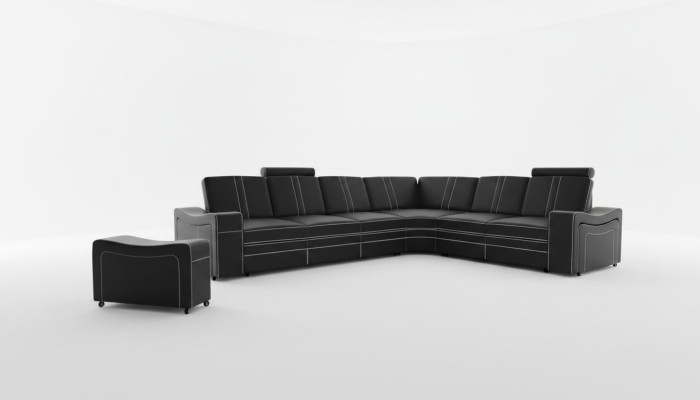 LEATHER CORNER SOFA SUITE Custom-Made USB LEATHER SOFA XXL LIVING AREA New