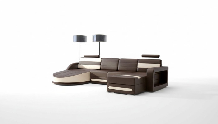 LEATHER SOFA LOUNGE XXL CORNER SOFA + USB SUITE CORNER COUCH Custom-made