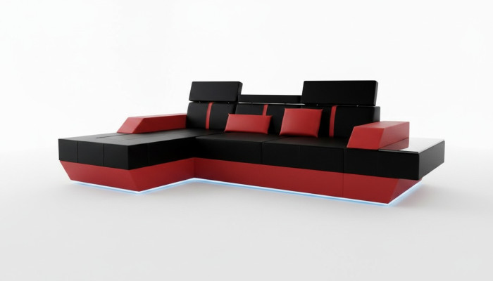 Leather sofa, living landscape, couch, sofa, corner sofa, USB, leather upholstery, custom-made.