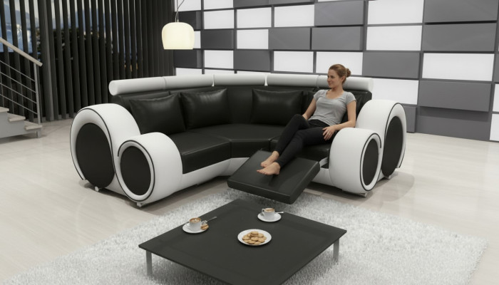 Leather sofa living landscape couch design corner sofa Berlin sofa custom-made USB