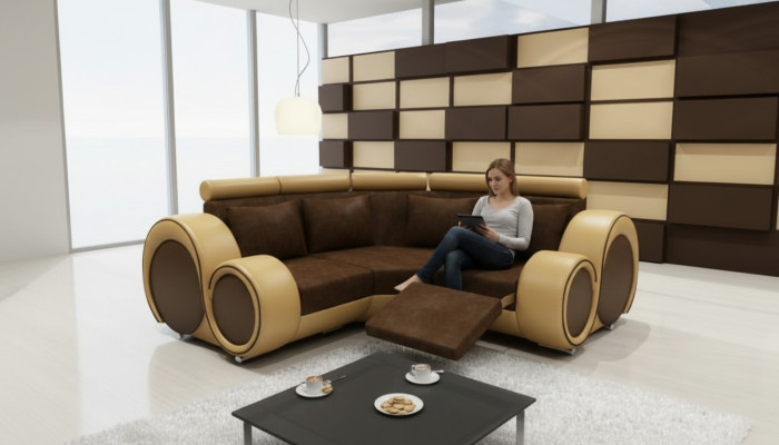 FABRIC SOFA LIVING AREA SOFA RELAXATION FUNCTION COUCH CORNER SOFA Custom-made USB