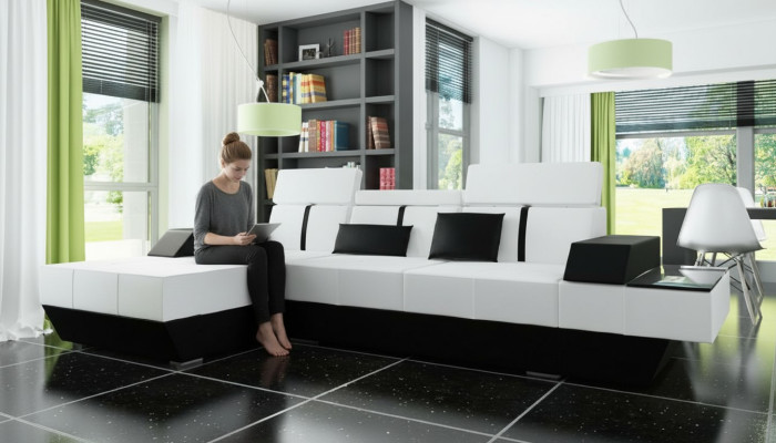 Leather sofa with USB, corner sofa, sectional couch, leather couch, upholstered corner, custom-made