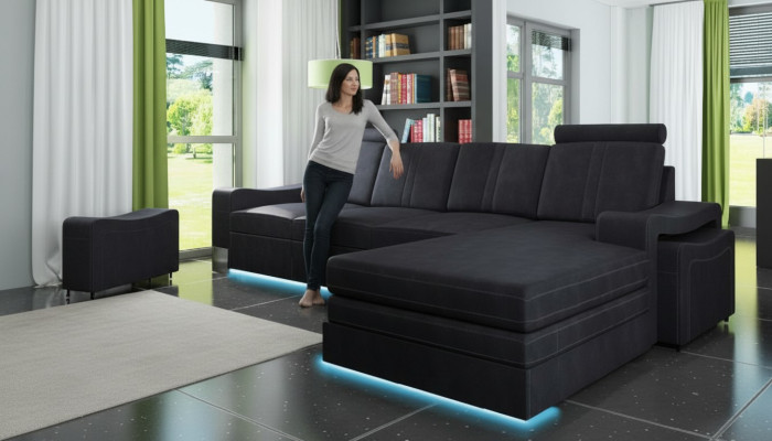 Fabric sofa with USB, upholstery set corner, new textile couch, corner sofa, fabric sofa.