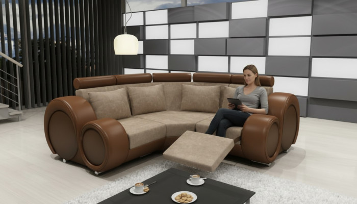 FABRIC SOFA TEXTILE LIVING AREA SOFA BERLINX RELAX FUNCTION COUCH CORNER SOFA with USB