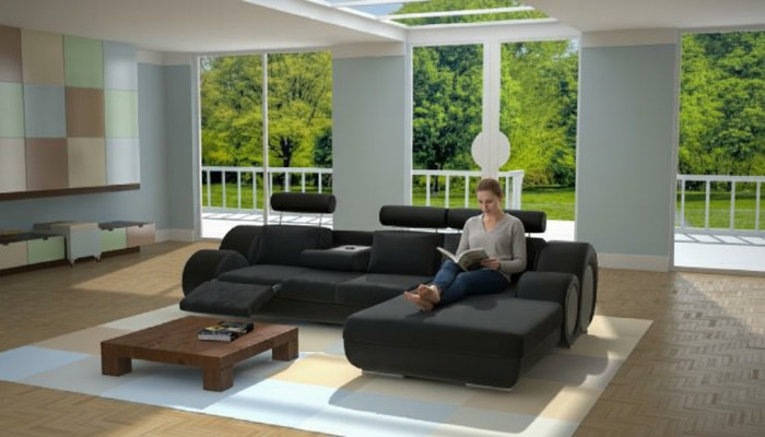 Designer couch sofa upholstery leather sofa + USB new suite living landscape corner couch