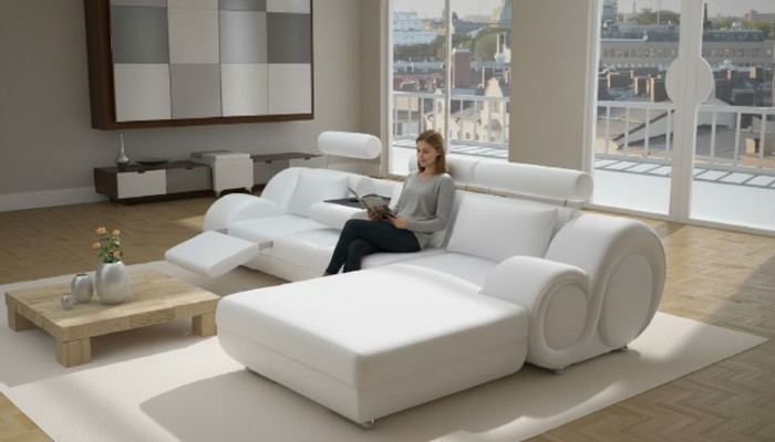 Designer Upholstered Sofa + USB Leather Sofa Living Set Corner Sofa Suite Berlin II