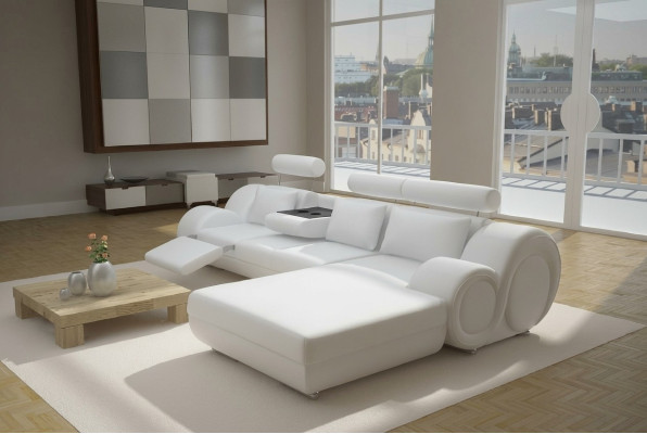 Designer Upholstered Sofa + USB Leather Sofa Living Set Corner Sofa Suite Berlin II