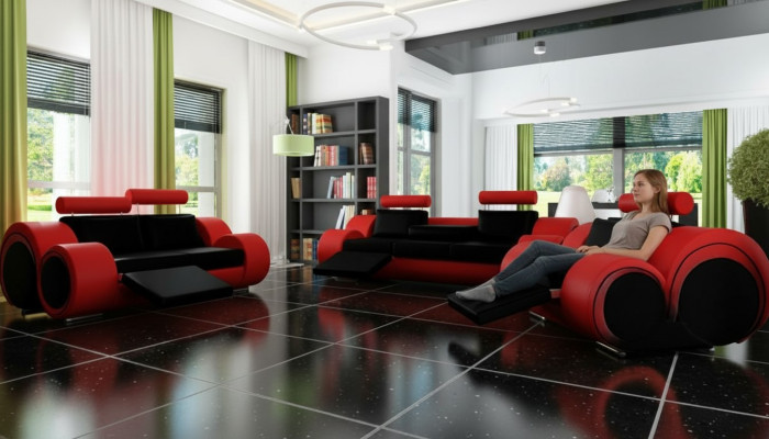 Sofa BERLIN Upholstered Couch Set 3+2 Seat Designer Sofa Leather Sofa with USB New