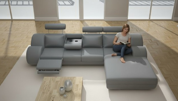Designer suite living landscape corner couch sofa USB upholstered leather sofa sofas gray