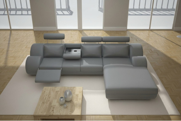 Designer suite living landscape corner couch sofa USB upholstered leather sofa sofas gray