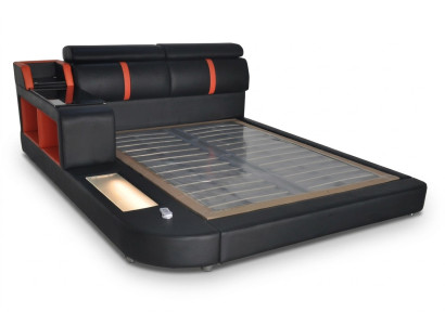 Design luxury upholstered double hotel beds with USB leather 140/160/180/200
