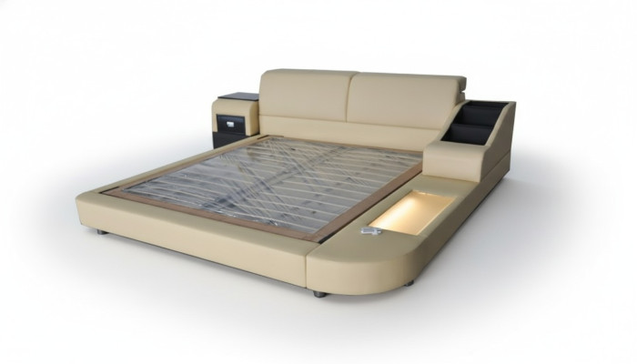 Exclusive multipurpose double beds hotel marital upholstered leather bed + USB luxury new