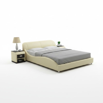 Design upholstered double bed modern beds bedroom with USB & shelf 200x210 cm