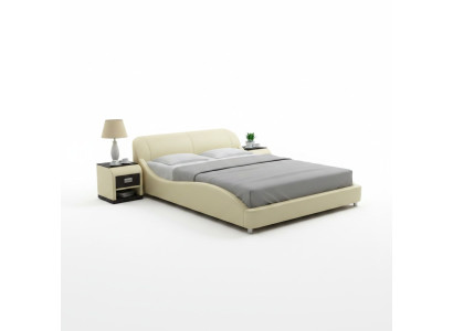 Design upholstered double bed modern beds bedroom with USB & shelf 200x210 cm