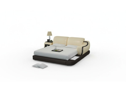 Design XXL Bed Big Beds Hotel Upholstery 200x200 Multifunction Shelf USB Leather