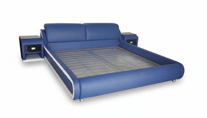Double luxury leather bed + USB upholstered bed multifunction LB8835