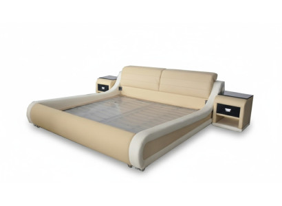 Double Luxury Leather Bed + USB Upholstered Beds Multifunction LB8831